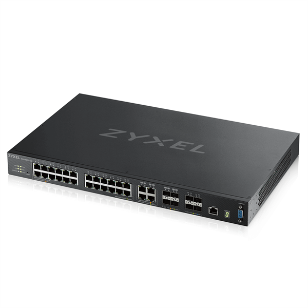 Коммутатор L3 Core коммутатор Zyxel XGS4600-32, rack 19", 24xGE, 4xCombo (SFP/RJ-45), 4xSFP+ , стекируемый (до 4), 2 блока питания в комплекте