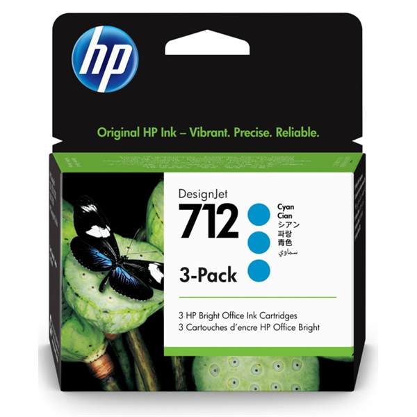 Картридж Cartridge HP 712 для DJ T230/T630/T650/Studio, голубые, тройная упаковка 3ED67A (3*29мл)