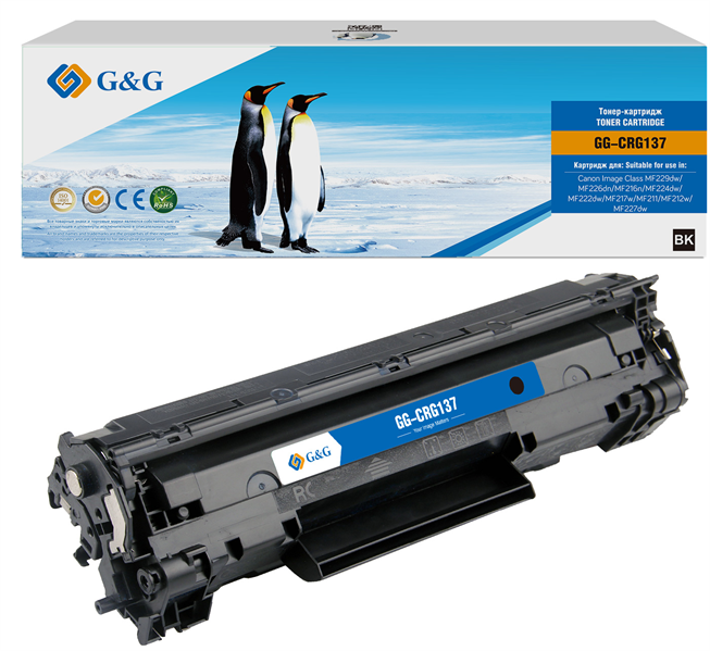 Тонер-картридж G&G toner-cartridge для Canon Image Class MF229dw/MF226dn/MF216n/MF224dw/MF222dw/MF217w/MF211/MF212w/MF227dw с чипом 2 400 стр. CR-G137 9435B001 гарантия 36 мес.распродажа остатков