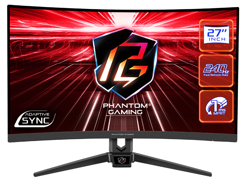 ASROCK 27" PG27F15RS1A VA 1920X1080 Curved 1500R 1 ms MPRT 300 cd 240 Hz HDR10 DP HDMI*2 Swivel Black