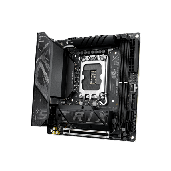Материнская плата ASUS ROG STRIX B860-I GAMING WIFI, LGA1851, B860, 2*DDR5, 4*SATA, 2*M.2, 6*USB 3.2, Type-C, 1*PCIx16, DP+HDMI, mITX; 90MB1JB0-M0EAY0