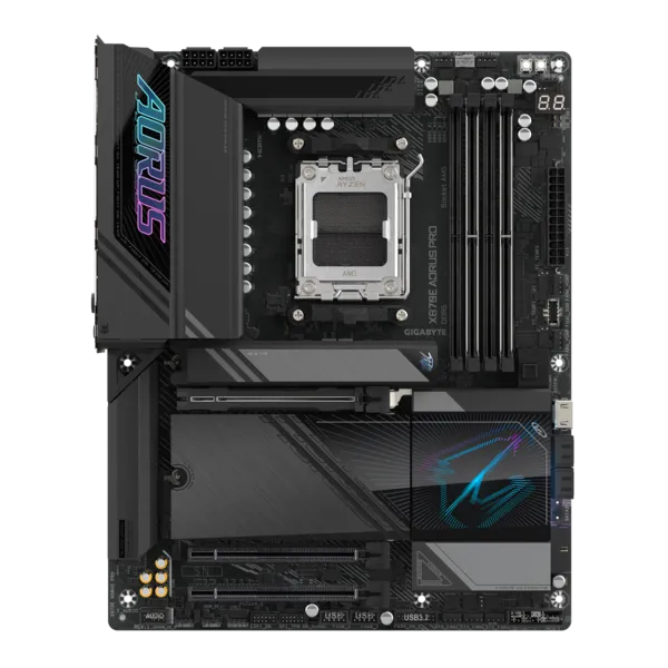 Материнская плата GIGABYTE X870E AORUS PRO, AM5, X870, 4*DDR5, 4*SATA, 4*M.2, 7*USB 3.2, 2*USB 2.0, 2*Type-C, 3*PCIx16, HDMI, ATX