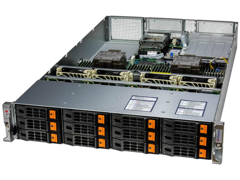 Supermicro SuperServer 2U 621H-TN12R 2xCPU(no Carrier)/ noDIMM(32)/ 12x3,5"/ 2x10GbE 2x10GbSFP+/ 12 NVME cable kit / SFT-DCMS-Single/ 2x1200W/ 6th config