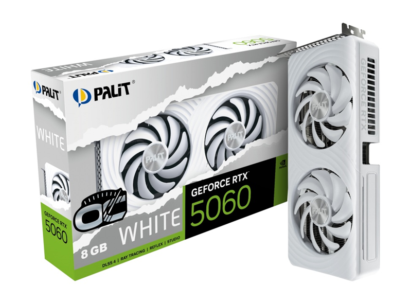 Видеокарта PALIT NE75060U19P1-GB2063M RTX5060 WHITE OC 8GB GDDR7 128bit 3-DP HDMI/sticker