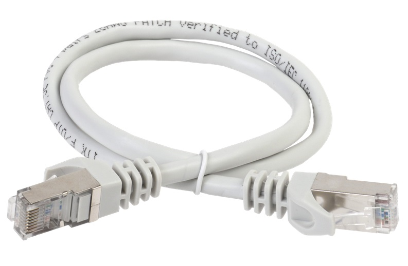 ITK Коммутационный шнур (патч-корд), кат.6A S/FTP, LSZH, 1м, серый