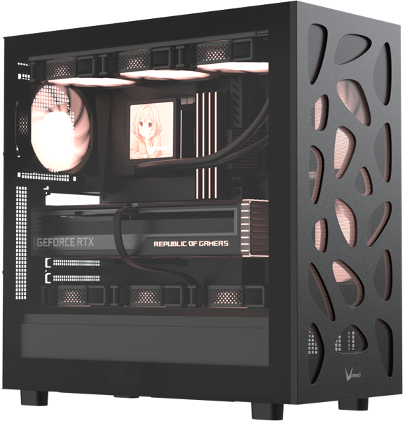 корпус Formula V Line Mana Stone Black AR, ATX, TYPE-C*1, USB2.0*1, USB3.0*1, FRONT 3x120mm ARGB, REAR 1x120mm ARGB