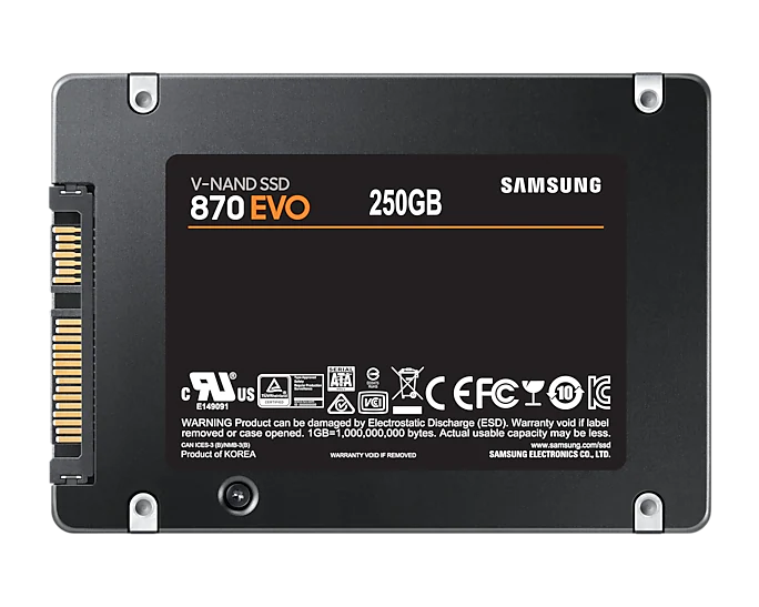 Твердотельный накопитель SSD 2.5" 250Gb Samsung SATA III 870 EVO (R560/W530MB/s) (MZ-77E250B/EU analog MZ-76E250BW, MZ-77E250BW) 1year