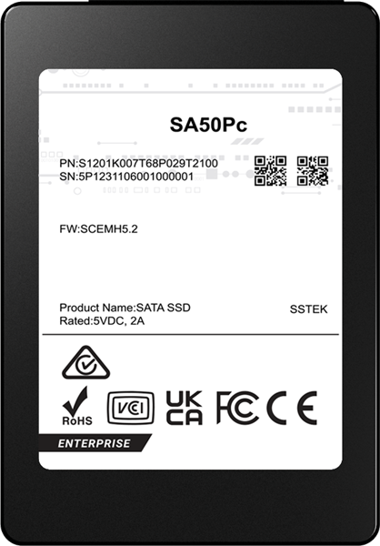 Твердотельный накопитель PHISON SSD SA50Pc 480GB SATA 2.5" 3D TLC R530/W500MB/s (98/40 KIOPS) 1DWPD SSD Enterprise Solid State Drive, 1 year, OEM