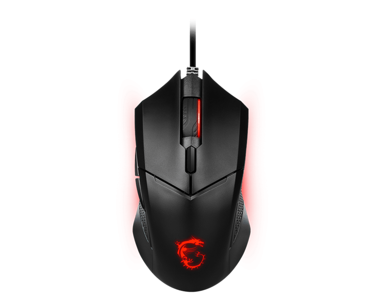 Мышь проводная Gaming Mouse MSI CLUTCH GM08, Wired, DPI 3200 (max. 4200 by software), Red lighting, Adjustable Weight system, 92g (w/o weights & cable), black
