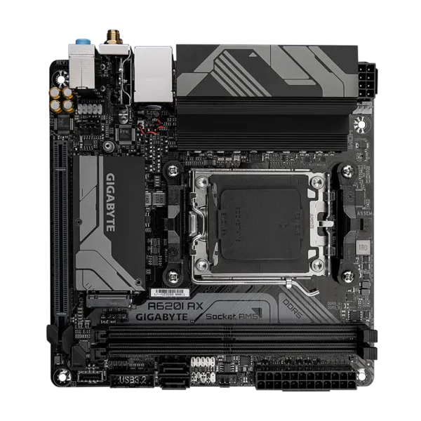 Материнская плата GIGABYTE A620I AX, AM5, A620, 2*DDR5, 2*SATA, 2*M.2, 2*USB 3.2, 3*USB 2.0, Type-C, 1*PCIx16, DP+HDMI, mITX