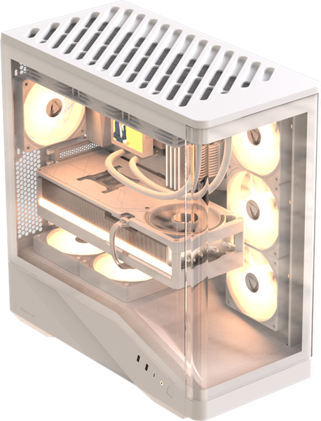 корпус Formula V Line Crystal U9 PA White, ATX, TYPE-C*1, USB3.0*2, Curved Glass, SIDE 3x PERFORMANCE ARGB, REAR 1x PERFORMANCE ARGB