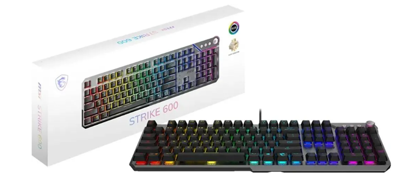 Клавиатура Gaming Keyboard MSI STRIKE 600 SILENT, Wired, Mechnical, with Multimedia functions, Kailh Midnight Pro Silent Switch, MYSTIC LIGHT RGB