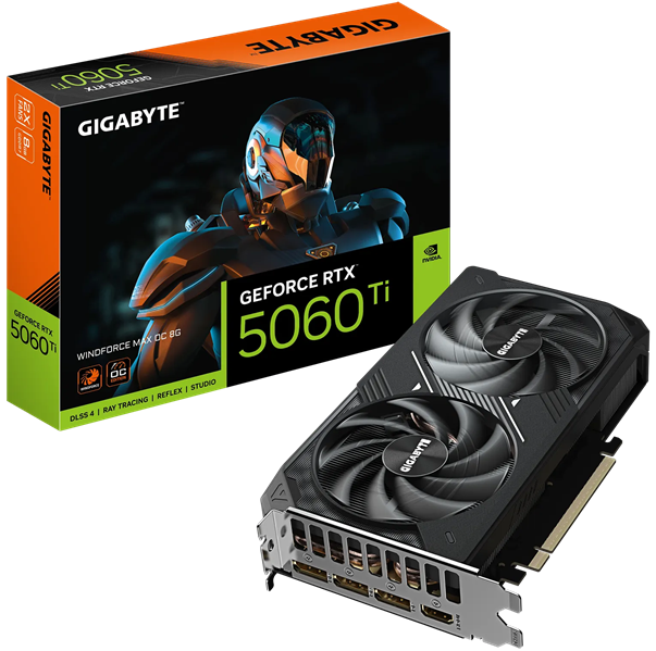 Видеокарта GIGABYTE RTX5060Ti WINDFORCE MAX OC 8GB//RTX5060Ti, HDMI*1, DP*3, 8G,D7