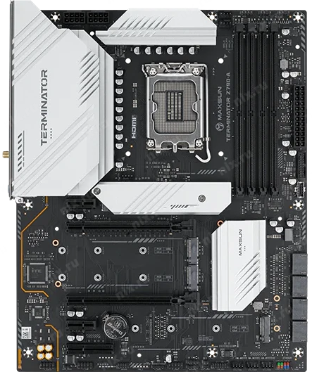 Материнская плата MAXSUN MS-Terminator Z790-A WIFI, LGA1700, Z790, 4*DDR5, 4*SATA3,4*M.2, USB 3.2, USB 2.0, Type-C, 1*PCIEx16, 1*PCIEx4, 1*PCIEx1, HDMI+DP, ATX