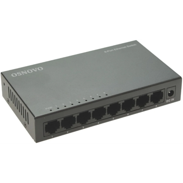Неуправляемый коммутатор OSNOVO SW-8F Неуправляемый коммутатор Fast Ethernet на 8 портов. Порты: 8 x FE (10/100Base-TX). Auto MDI/MDIX Встроенная грозозащита 2кВ. В комплекте БП DC12V(1A). Размеры (ШхВхГ): 138 x 25 x 78мм. Ра