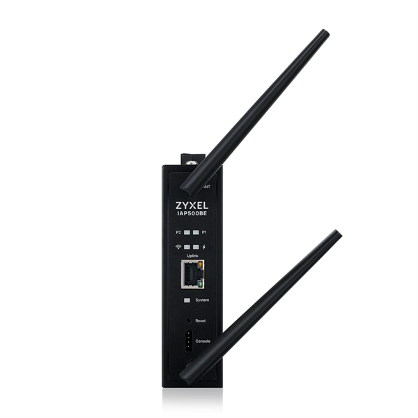 точка доступа Промышленная точка доступа Zyxel NebulaFlex IAP500BE, Wi-Fi 7 (BE5100), MU-MIMO 2x2+2x2, внешние антенны (в комплекте), 1xLAN 2.5GE, питание PoE или 2xDC, крепление на DIN-рейку