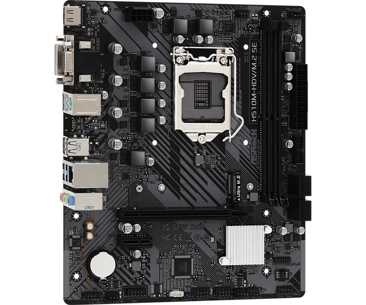 Материнская плата ASROCK H510M-HDV/M.2 SE, LGA1200, H470, 2*DDR4, 4*SATA, 1*M.2, 4*USB 3.2, 2*USB 2.0, 1*PCIx16, 1*PCIx1, D-Sub+HDMI+DVI-D, mATX