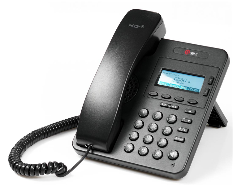 МПТ VoIP телефон QTECH 2 линии SIP, графический LCD экран 128*64 с подсветкой, 2 порта Ethernet RJ-45 LAN/PC, разъем для гарнитуры RJ-9, поддержка PoE
