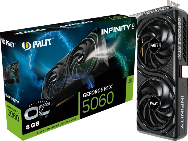 Видеокарта PALIT NE75060V19P1-GB2063L RTX5060 INFINITY 2 OC 8GB GDDR7 128bit 3-DP HDMI/sticker