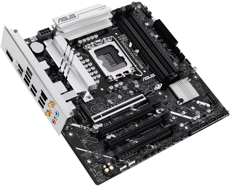 Материнская плата ASUS B860M MAX GAMING AX, LGA1851, B860, 4*DDR5, 4*SATA, 3*M.2, 4*USB 3.2, 4*USB 2.0, Type-C, 2*PCIx16, DP, mATX; 90MB1JZ0-M0EAY0