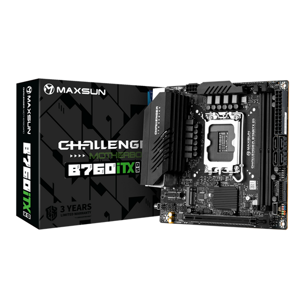 Материнская плата MAXSUN MS-Challenger B760ITX D5, LGA1700, B760, 2*DDR5, 4*SATA3, 2*M.2, 2*USB 3.2, 4*USB 2.0, 1*PCIEx16, 2*HDMI+2*DP, mITX