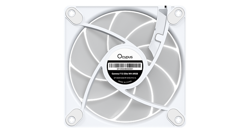 Вентилятор для корпуса Ocypus Gamma F12 Elite WH ARGB 3 IN 1, 120x120x25mm, 4-PIN PWM, 600-1800 RPM, 26 DBA MAX, HYDRO BEARING