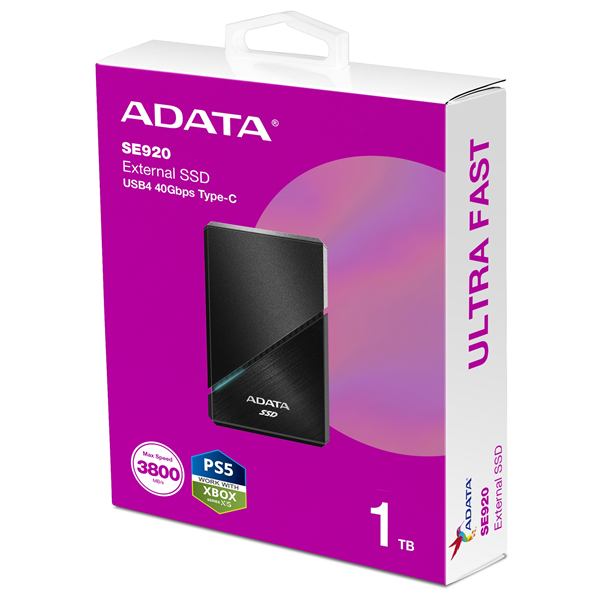 Внешний накопитель External SSD ADATA 1TB USB 4.0 (USB 40Gbps) R3800/W3700MB/s 3D NAND COLOR BOX black