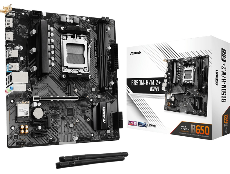 Материнская плата ASROCK B760M PRO RS WIFI, LGA1700, B760, 4*DDR5, 4*SATA, 3*M.2, 3*USB 3.2, 2*USB 2.0, Type-C, 2*PCIx16, 1xM.2 (Key E), HDMI+DP, mATX