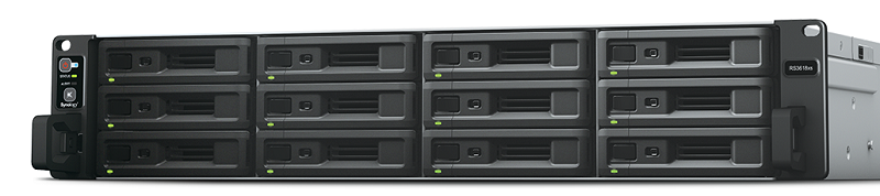 Система хранения данных Synology (Rack2U) QC2,4Ghz/8Gb upto 64/RAID0,1,10,5,6/up to12HP HDDs SATA(3,5'or2,5') upto 36 with 2xRX1217(RP)/2xUSB/4GigEth(+2Expslot)/iSCSI/2xIPcam(upto75)/1xPS/norail/1YW
