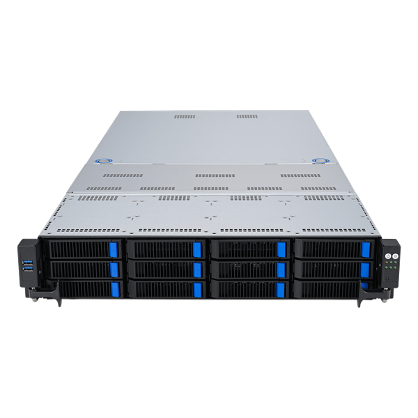 ASUS RS720-E11-RS12U 2U, 2x LGA4677, 32x DDR5(4800), 12x 3,5 (8xNVMe/SAS/SATA+4 NVMe/SATA), 2xM.2 slot 2280, 6x PCIe G5 x8 or 3 x PCIe G5 x16, up to 4 dual-slot GPUs, 1x OCP 3.0, 2x10Gbe RJ45, 2x2600W