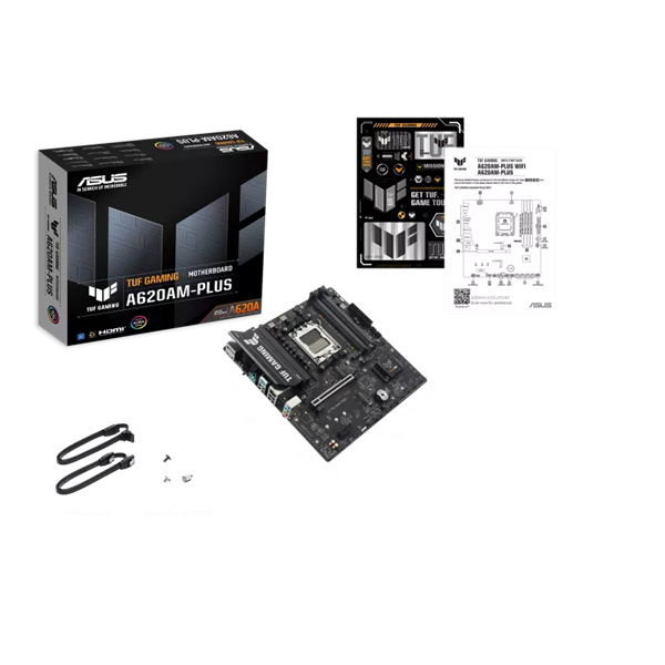 Материнская плата ASUS TUF GAMING A620AM-PLUS, AM5, A620A, 4*DDR5, 4*SATA, 2*M.2, 2*USB 3.2, 4*USB 2.0, 1*PCIx16, 1*PCIx1, 2*DP+HDMI, mATX;