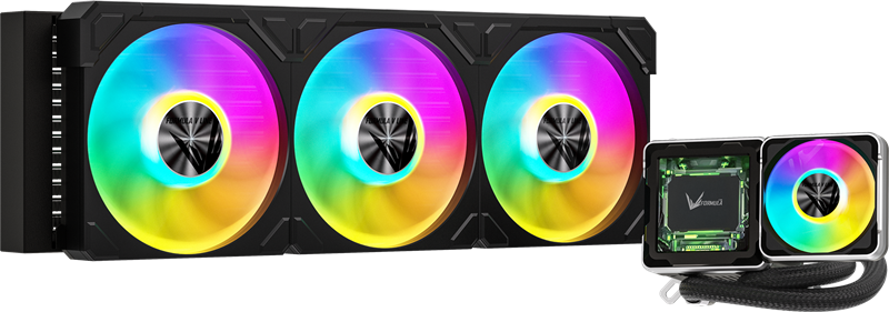 Система водяного охлаждения Formula V Line Cryo Wing Digi 360 BK, 360mm, LCD 2.73", 3x120mm, ARGB fans, LGA115X/1200/1700/1851/1366/2011/2066, AM3/AM4/AM5/Ryzen3/Ryzen5/Ryzen7/Threadripper/RT4