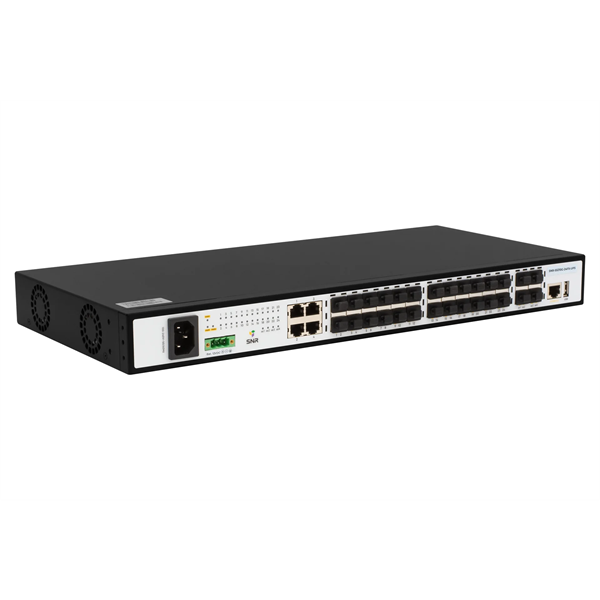 Коммутатор SNR Управляемый коммутатор уровня 2+, 20 портов 100/1000Base-X SFP, 4 порта Combo 10/100/1000Base-T|100/1000Base-X SFP, 4 порта 1/10G SFP+, встроенный БП ~220V AC, разъем для АКБ 12V с возможностью за