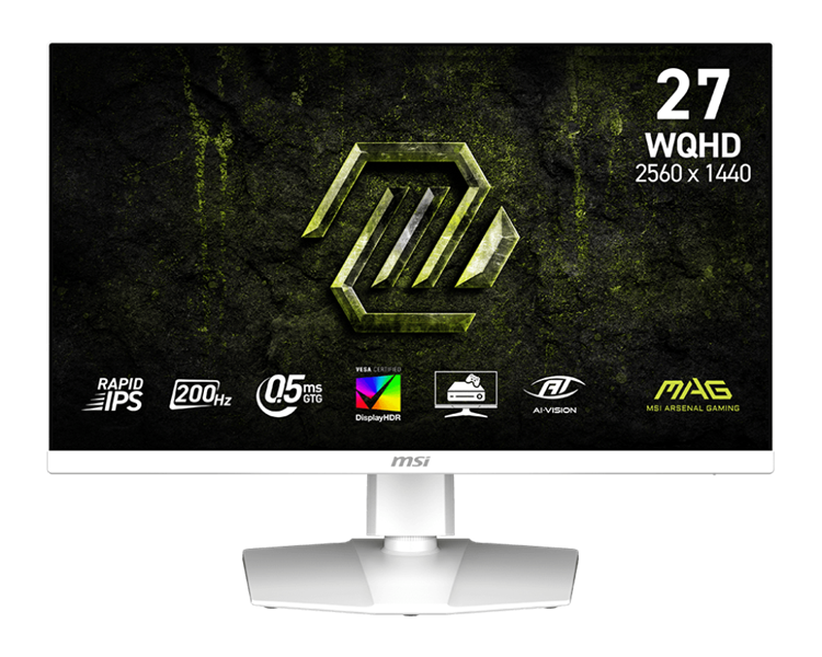 Монитор MSI MAG 274QRFW E20 27" 16:9 WQHD(2560x1440) Rapid IPS Flat, DisplayHDR 400, 0,5msGTG, 1000:1, 100M:1,300nits,2xHDMI 2.0b, DP 1.4a,Tilt,Swivel,Height,Pivot,VESA,200Hz,White,1y w-ty