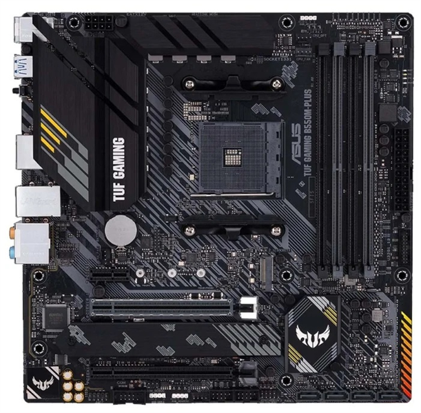 Материнская плата ASUS TUF GAMING B550M-PLUS, Socket AM4, B550, 4*DDR4, HDMI+DP, CrossFireX, SATA3 + RAID, Audio, 2,5Gb LAN, USB 3.2*8, USB 2.0*6, COM*1 header (w/o cable) mATX ; 90MB14A0-M0EAY0
