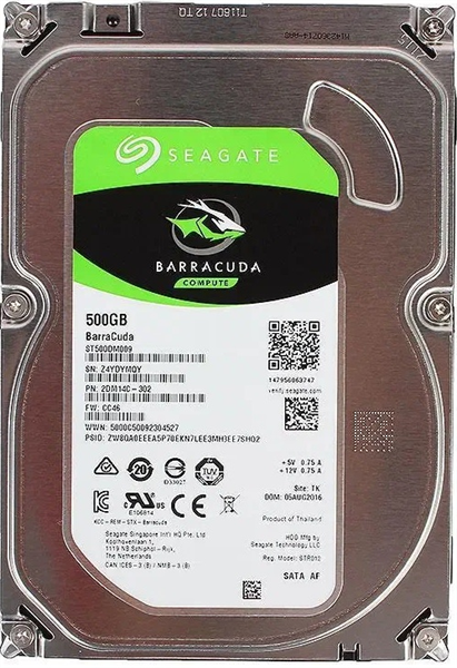Жесткий диск Seagate Barracuda HDD 3.5" SATA 500Gb, 7200 rpm, 32Mb buffer, ST500DM009, 1 year, (analog ST500DM002) (упаковка вскрыта, диск восстановленный)
