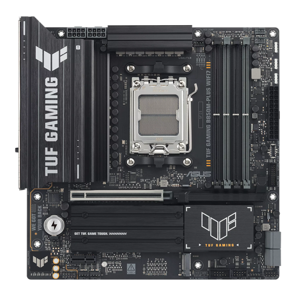 Материнская плата ASUS TUF GAMING B850M-PLUS WIFI7 WI, AM5, B850, 4*DDR5, 4*SATA, 3*M.2, 7*USB 3.2, 4*USB 2.0, Type-C, 1*PCIx16, 1*PCIx1, DP+HDMI, mATX; 90MB1MU0-M0EAY0