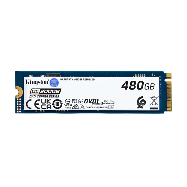 Kingston Enterprise SSD 480GB DC2000B M.2 2280 NVMe Gen4x4 R7000/W800MB/s 3D TLC MTBF 2М 530 000/32 000 IOPS 350,4TBW (Data Center) 3 years