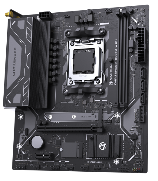 Материнская плата MAXSUN MS-Challenger B650M WIFI, AM5, B650, 2*DDR5, 3*SATA3, M.2, 4*USB 3.2, 2*USB 2.0, 1*PCIEx16, 1*PCIEx1, DP+HDMI, mATX