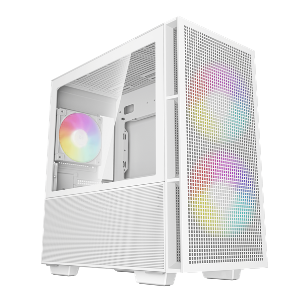 корпус Deepcool CH360 WH без БП, боковое окно (закаленное стекло), 2x140мм ARGB LED вентилятор спереди и 1x120мм ARGB LED вентилятор сзади, белый, mATX (R-CH360-WHAPE3-G-1)