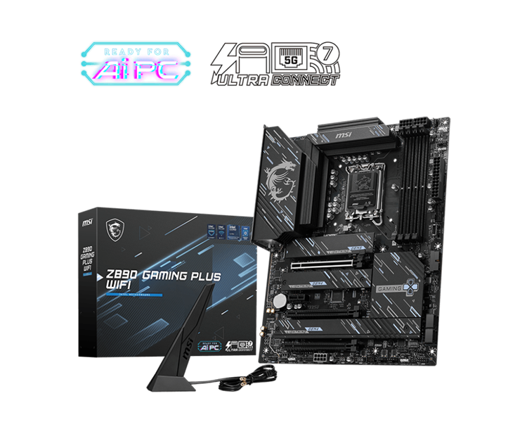 Материнская плата MSI Z890 GAMING PLUS WIFI Z890,LGA1851,4DDR5,3PCI-Ex16,1PCI-Ex1,4M.2 ,1USB4, 1USB3.2 Gen2 X2