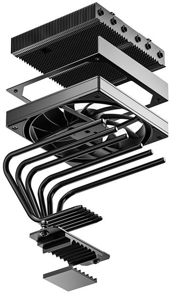 Кулер для процессора ID-COOLING IS-77-XT BLACK LGA1851/1700/1200/115X/AM5/AM4 низкопрофильный высота 77mm (18шт/кор, TDP 150W, PWM, 6 тепл.трубок + медная база, FAN 120mm) BOX