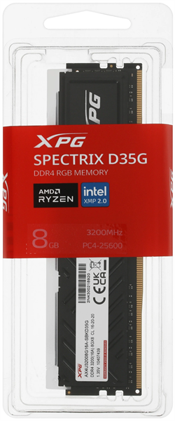 Оперативная память ADATA SPECTRIX D35G DDR4 DIMM 8GB 3200MHz 1*8GB 16-20-20 BLACK SINGLE TRAY RGB