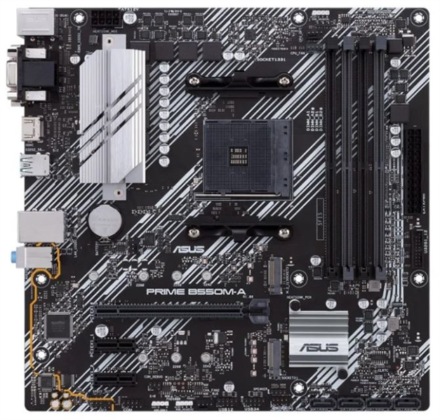 Материнская плата ASUS PRIME B550M-A, AM4, B550, 4*DDR4, 4*SATA, 2*M.2, 6*USB 3.2, 1*PCIx16, 2*PCIx1, D-Sub+HDMI+DVI-D, mATX ; 90MB14I0-M0EAY0