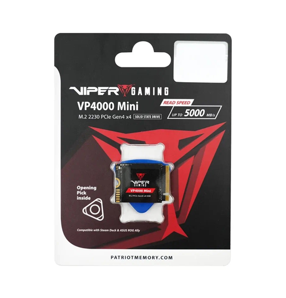 Твердотельный накопитель Patriot Viper VP4000 Mini 2TB M.2 2230 NVMe PCIe 4.0 x4 R5000/W3500 TBW 450TB 3D NAND TLC