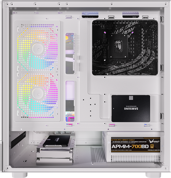 корпус Formula V Line Crystal Z8 White, ATX, Left side Tempered Glass, Dual Front Panel with Tempered Glass & Mesh, TYPE-C*1, USB3.0*2