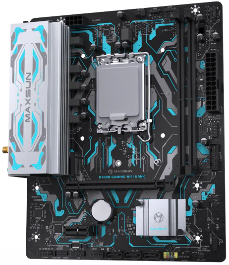 Материнская плата MAXSUN MS-B760M GAMING WIFI GANK V2, LGA1700, B760, 2*DDR5, 3*SATA3, M.2, 2*USB 3.2, 4*USB 2.0, 1*PCIEx16, 1*PCIEx1, VGA+HDMI, mATX