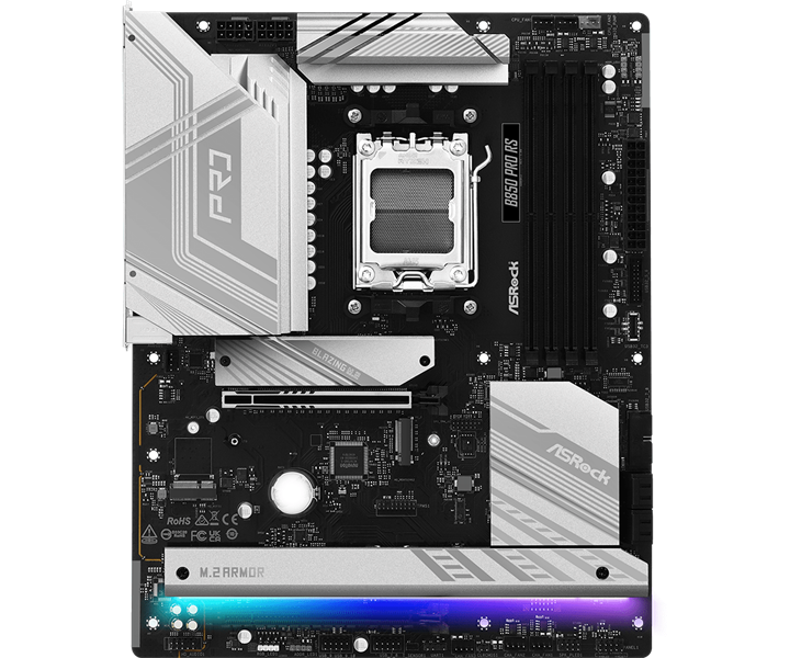 Материнская плата ASROCK B850 PRO RS , AM5, B850, 4*DDR5, 4*SATA, 4*M.2, 6*USB 2.0, 4*USB 3.2, 2*Type-C, 2*PCIx16, 1*M.2 (Key E), HDMI, ATX