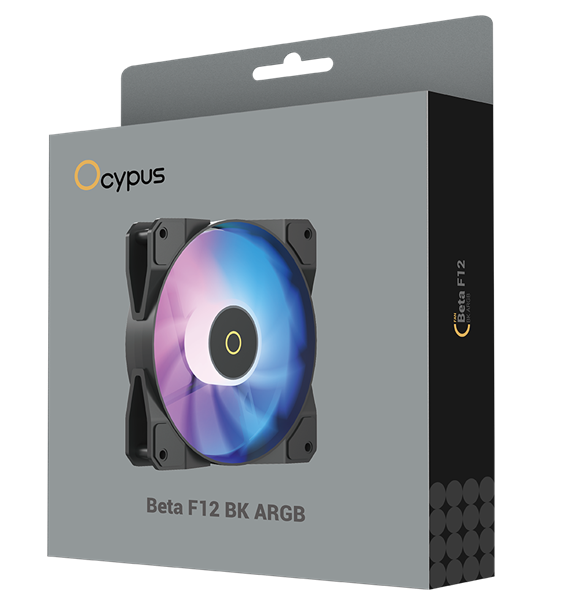 Вентилятор для корпуса Ocypus Beta F12 BK ARGB, 120x120x25mm, 3-PIN, 800-1600 RPM, 29 DBA MAX, HYDRO BEARING