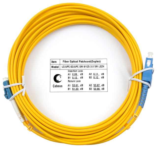 Шнур оптический Cabeus FOP(d)-9-LC-SC-5m Шнур оптический duplex LC-SC 9/125 sm 5м LSZH